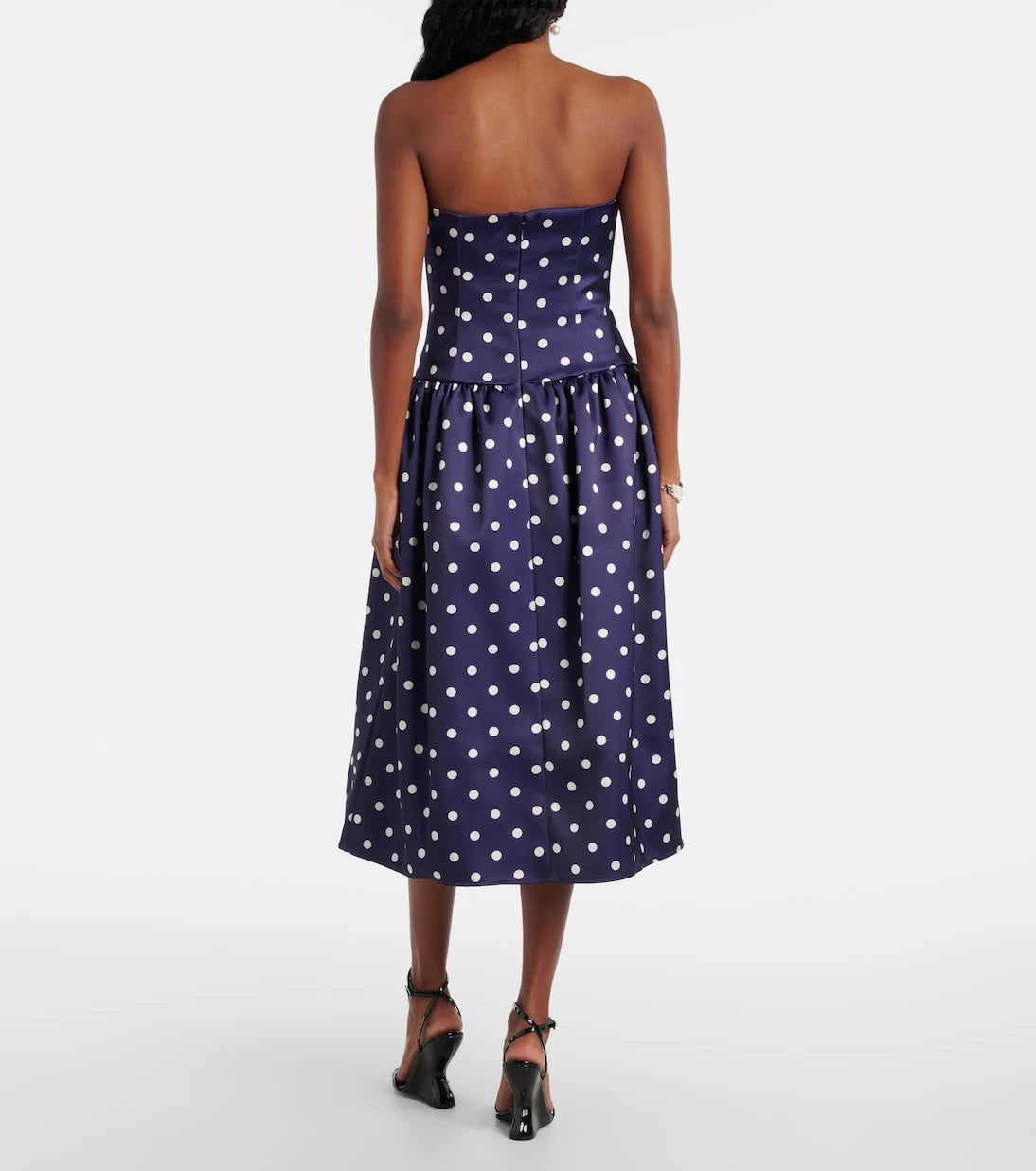 Self-Portrait - Polka-dot strapless cocktail dress