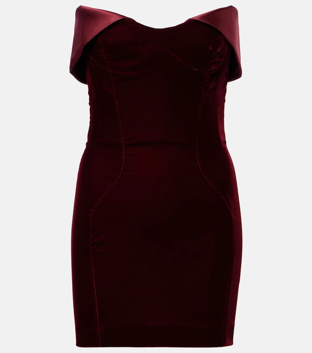 Mugler - Satin-trimmed velvet bustier dress