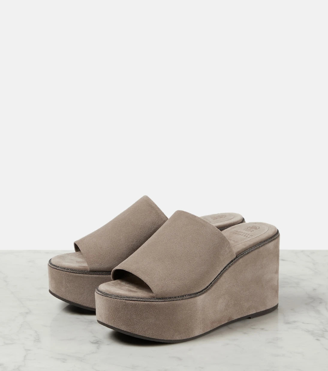 Brunello Cucinelli - Suede platform slides