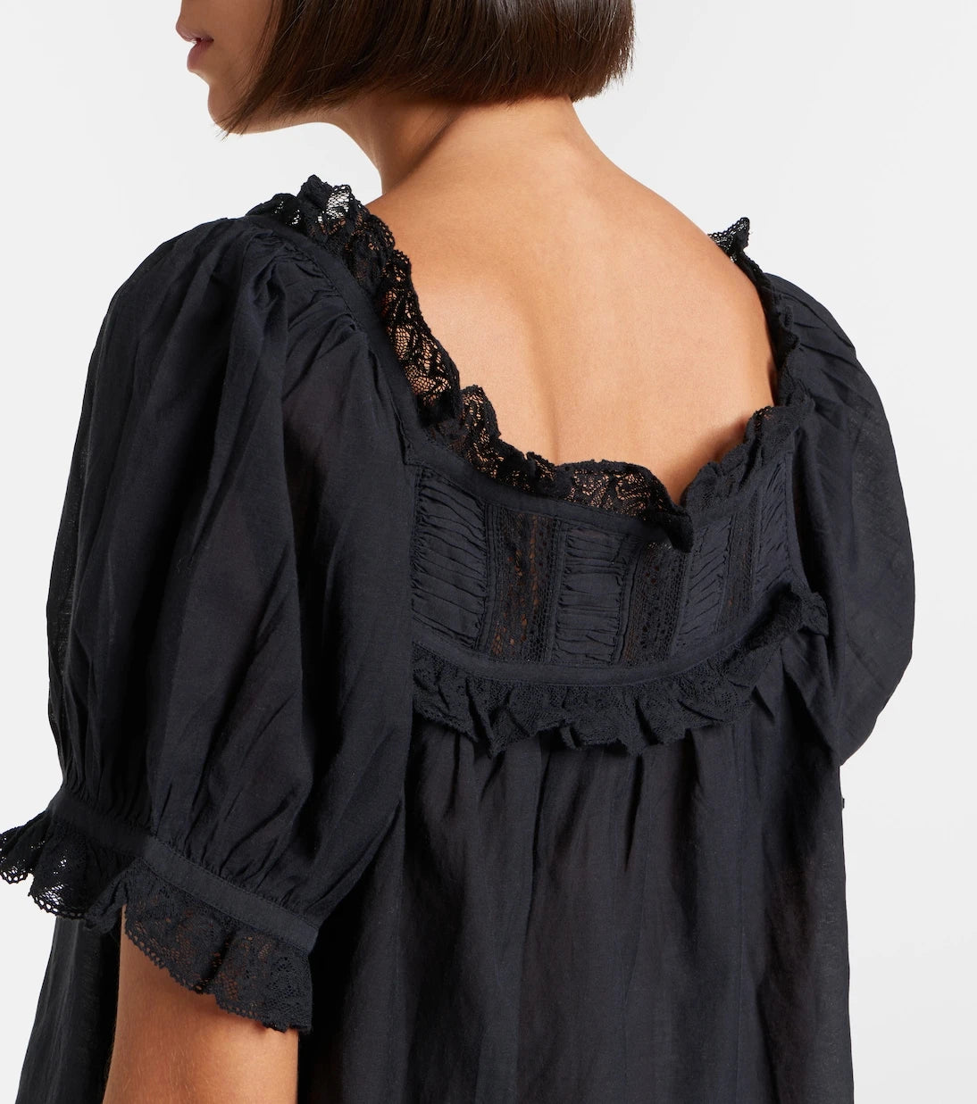 Dôen - Frances lace-trimmed cotton-blend top
