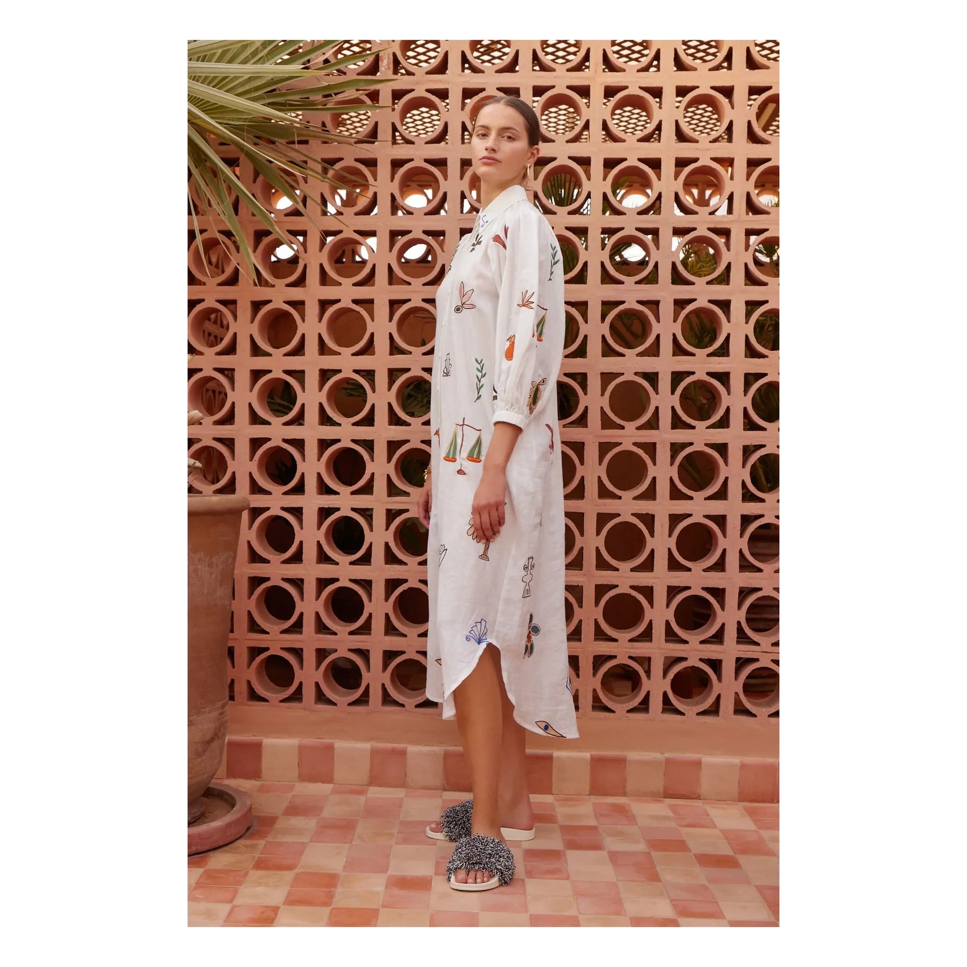 Alémais - Mina Embroidered Dress | White