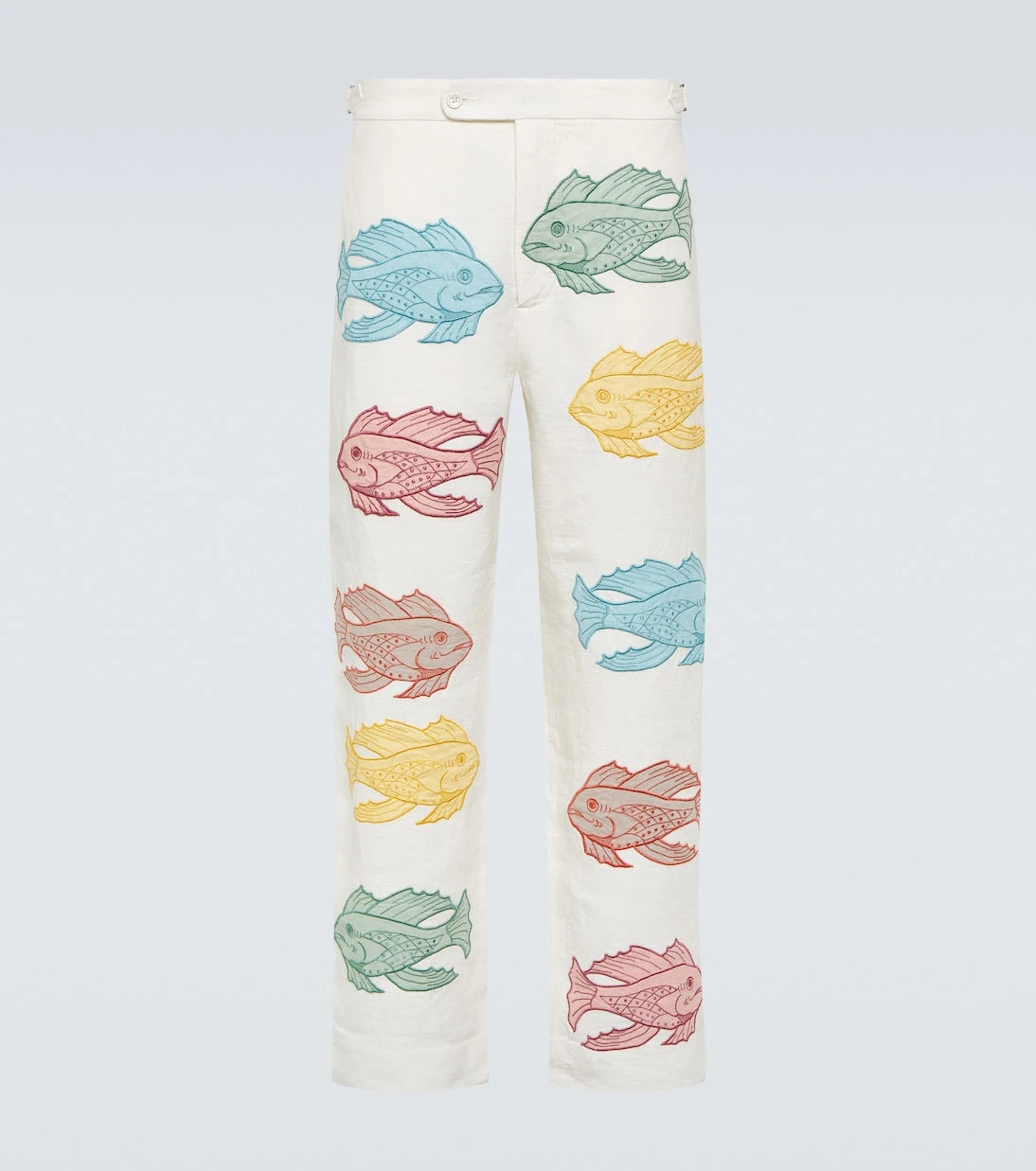 Bode - Piscine appliqué linen straight pants