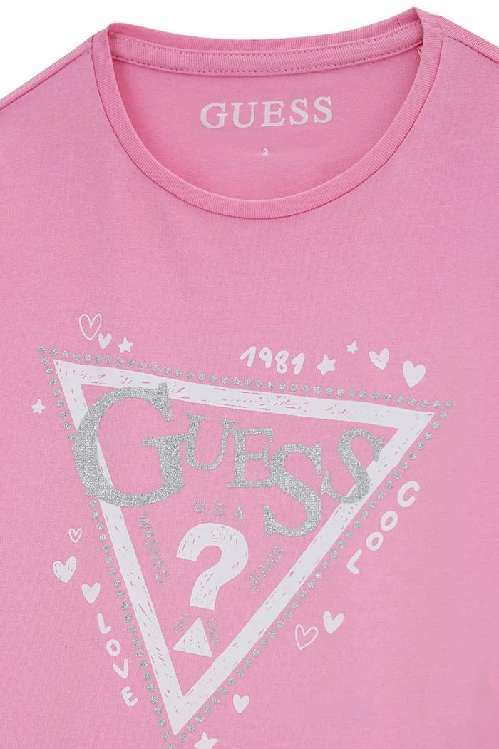 Guess çocuklar için pamuk ve elastanlı uzun kollu bluz