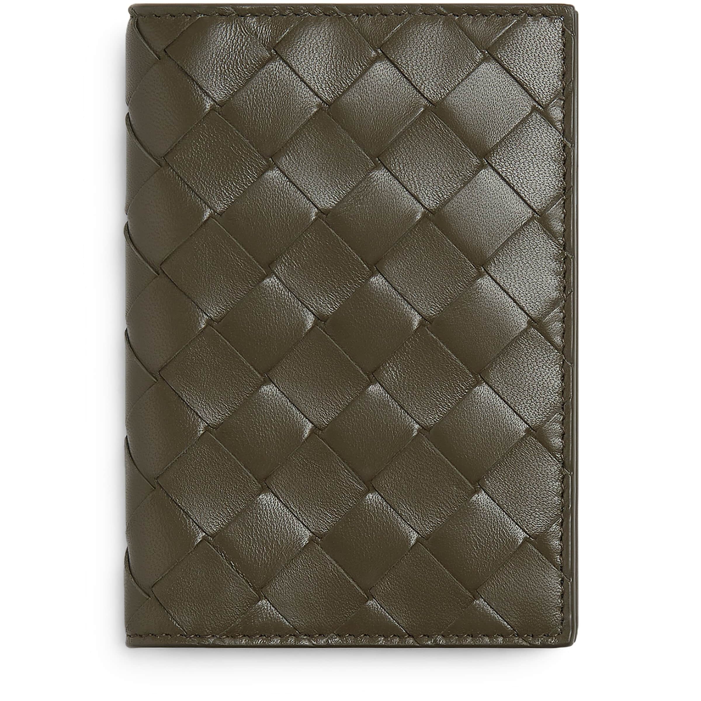 Green Leather Intrecciato Passport Holder