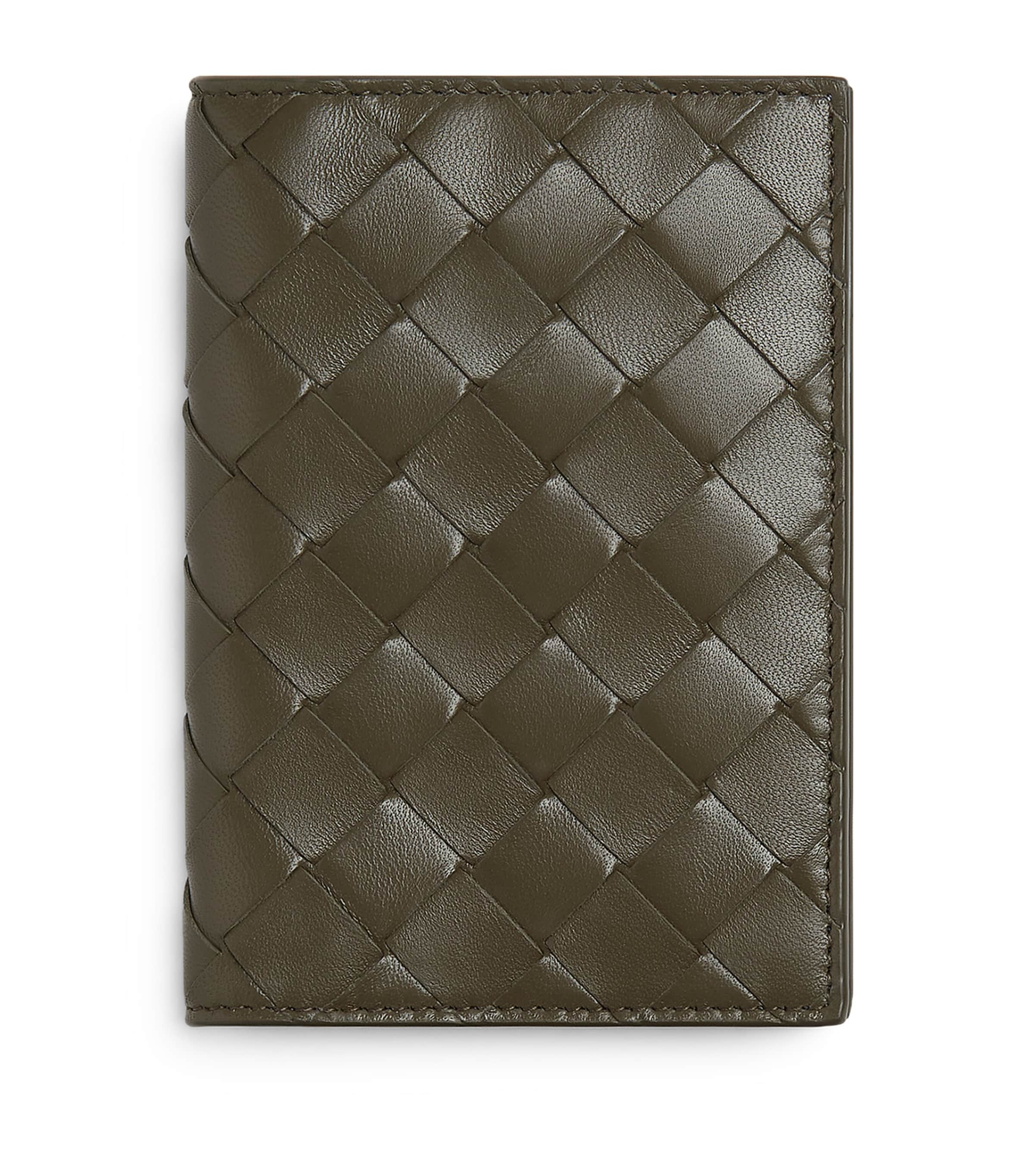 Green Leather Intrecciato Passport Holder