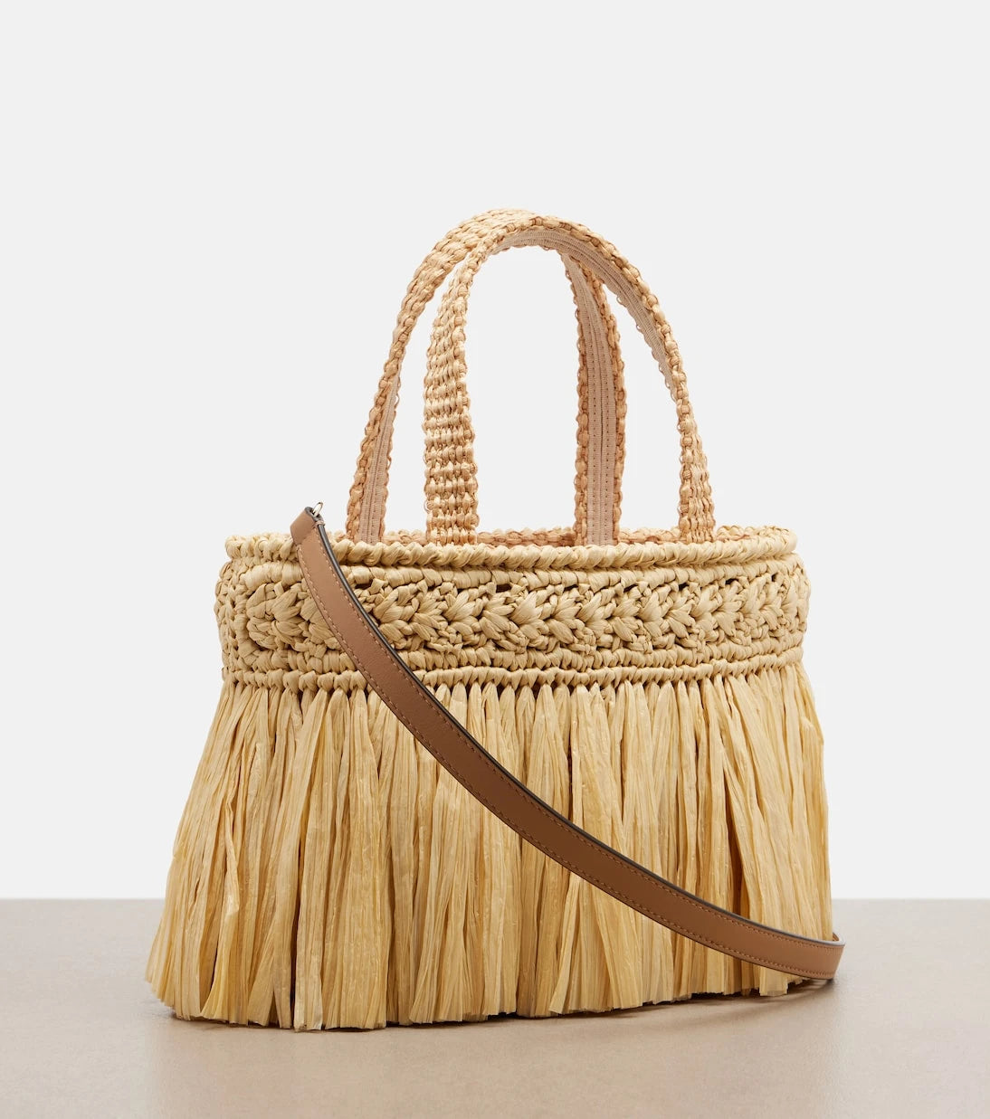 Jimmy Choo - Mini fringed raffia top-handle bag