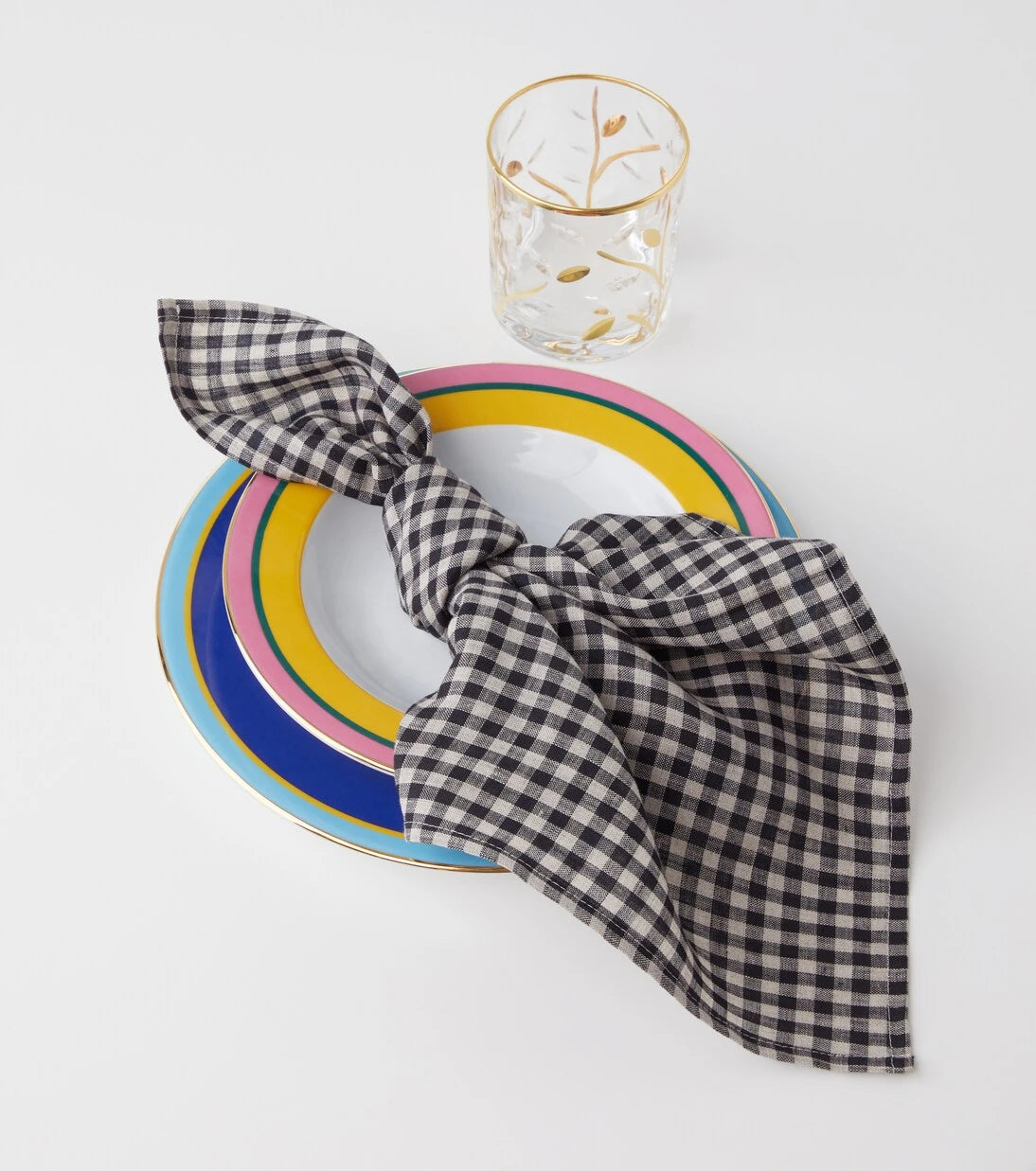 Once Milano - Set of 4 gingham linen napkins