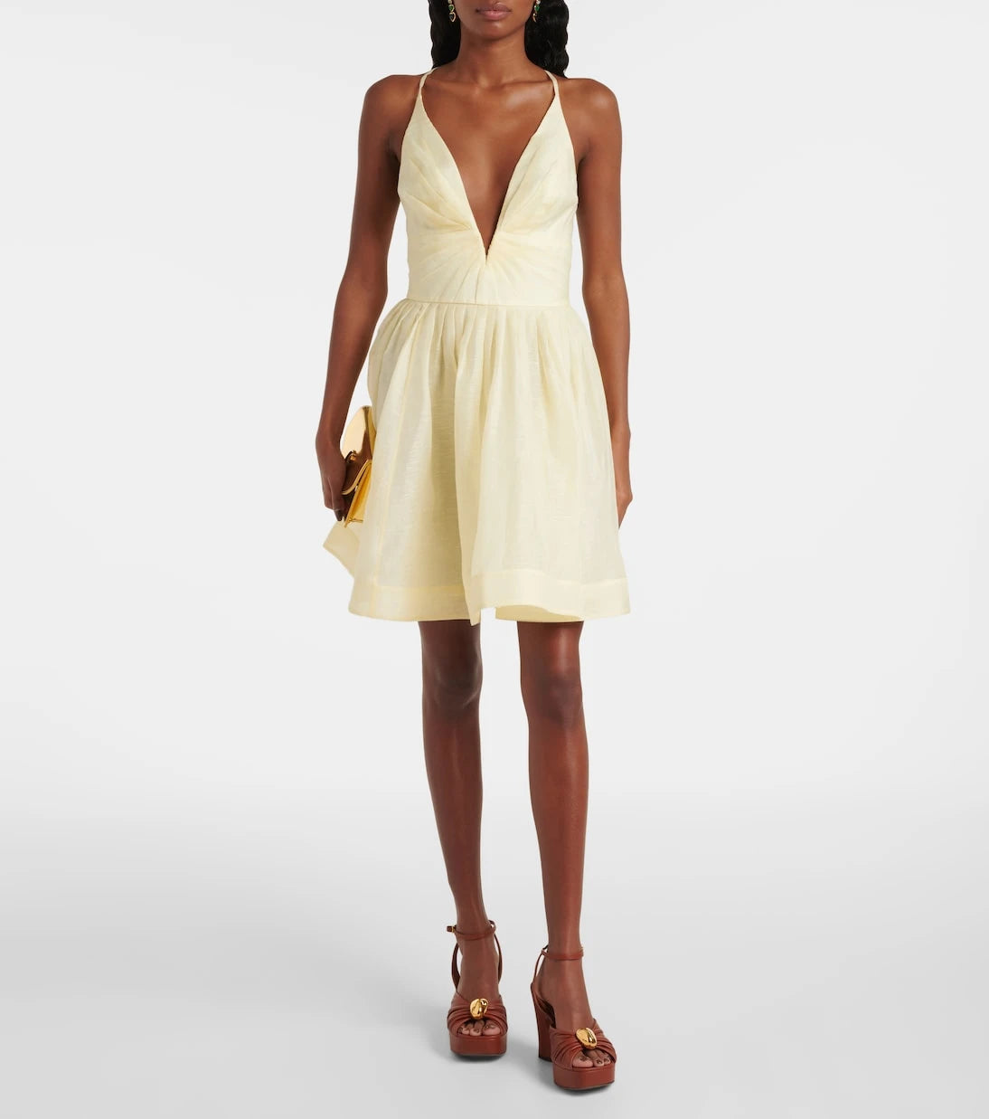 Zimmermann - Illuminate pleated silk and linen minidress