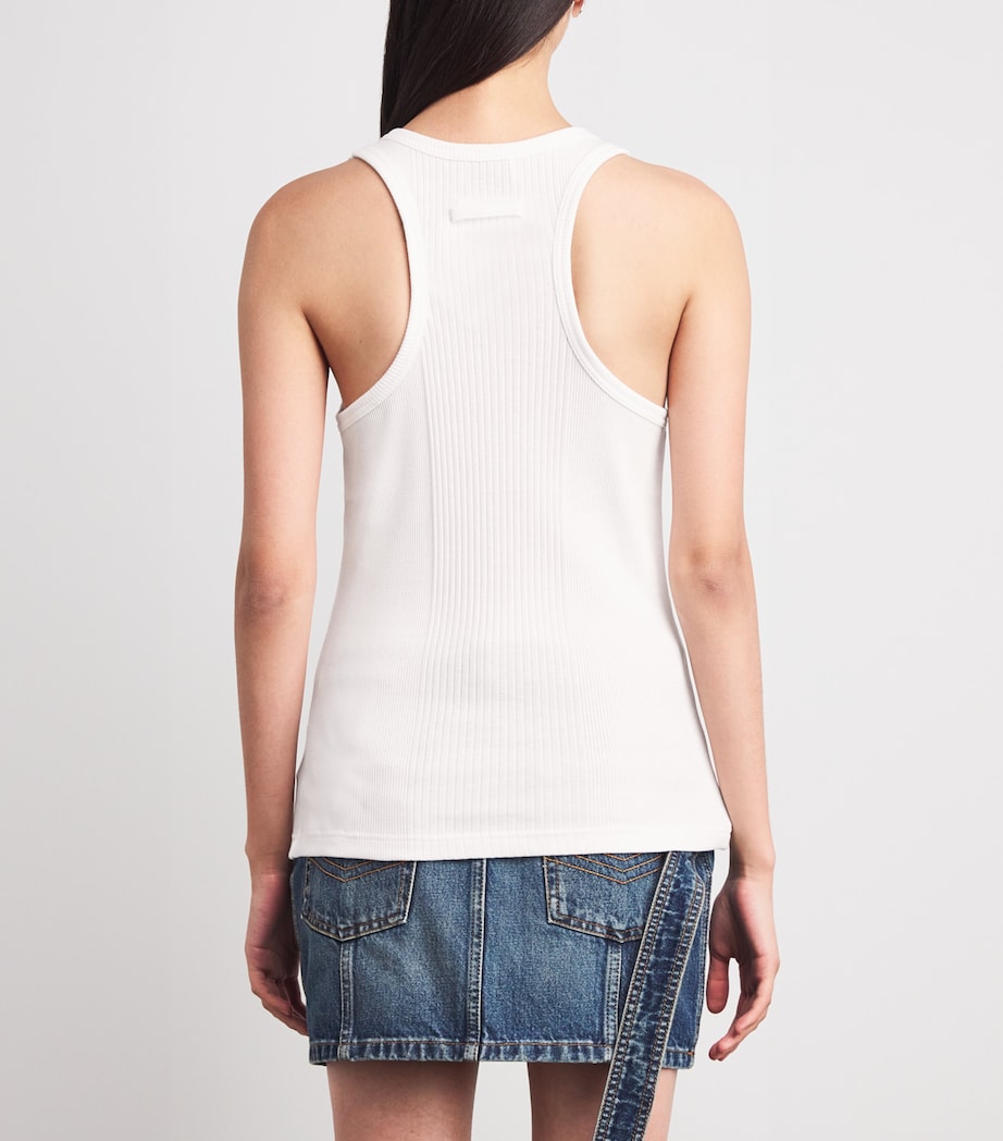 Jean Paul Gaultier White Cotton Buckle-Detail Tank Top