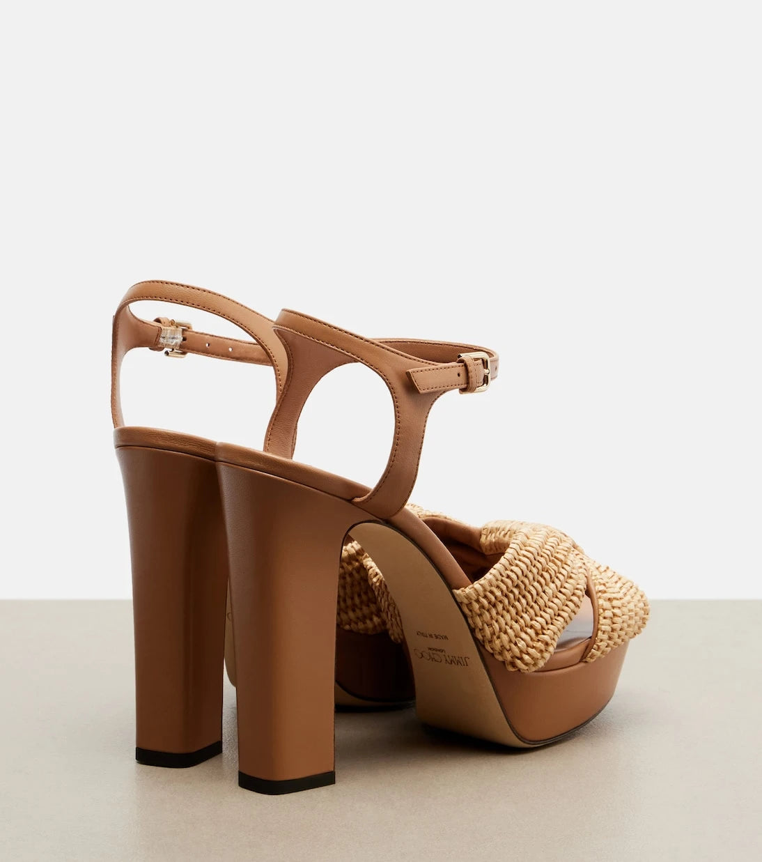 Jimmy Choo - Heloise raffia and leather sandals