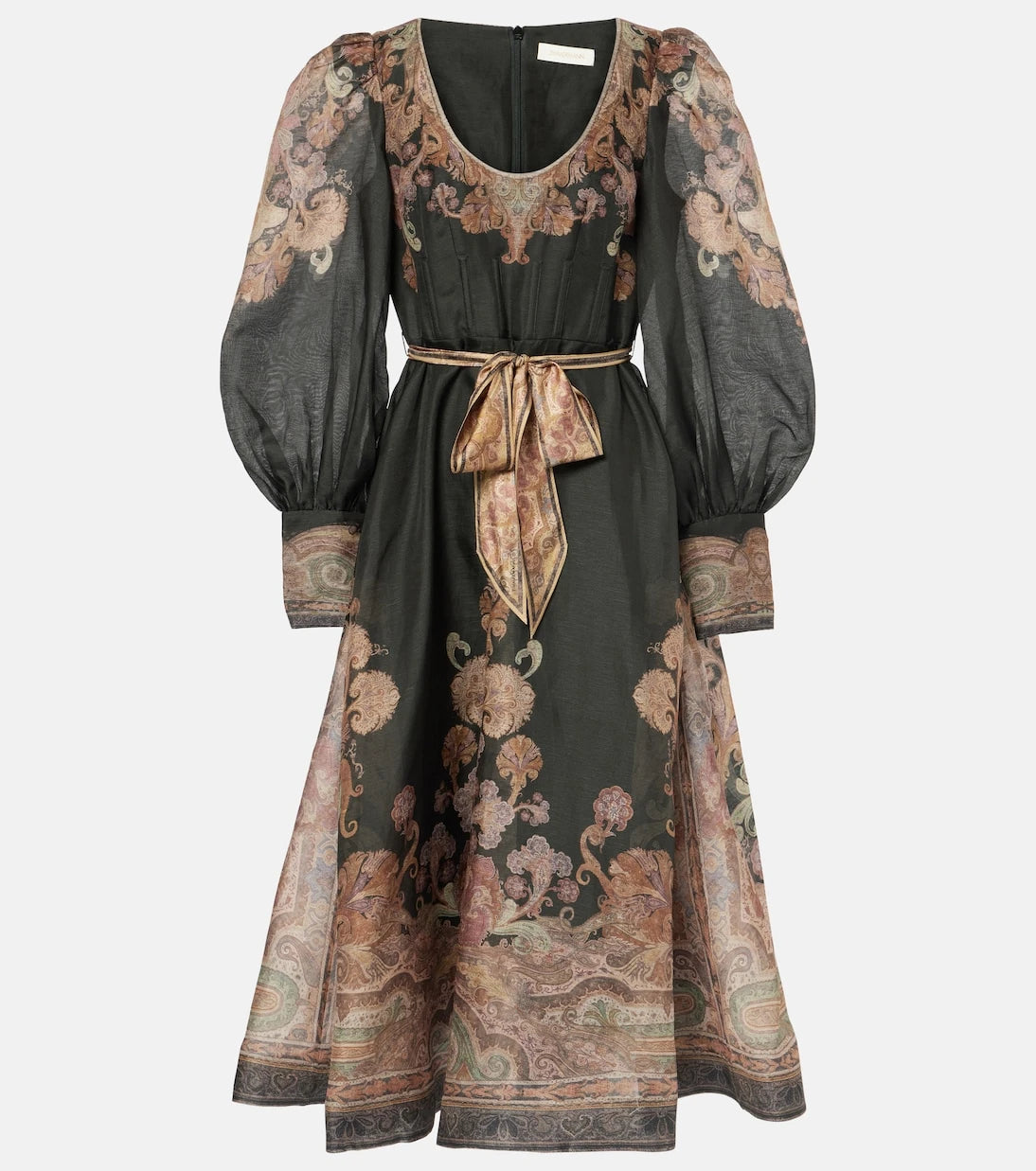 Zimmermann - Illustration linen and silk midi dress