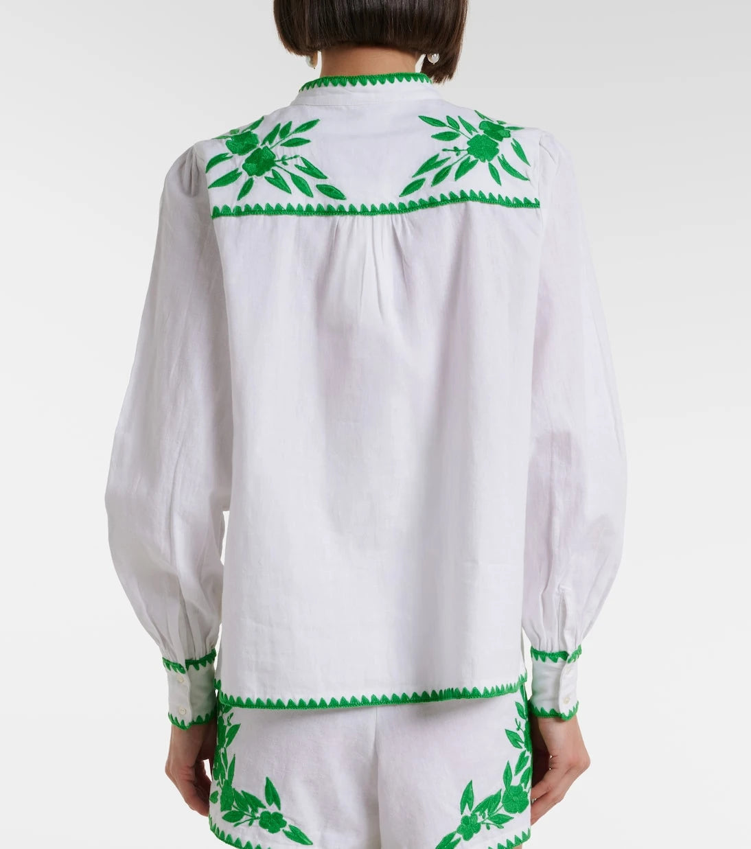 Juliet Dunn - Embroidered cotton and linen shirt