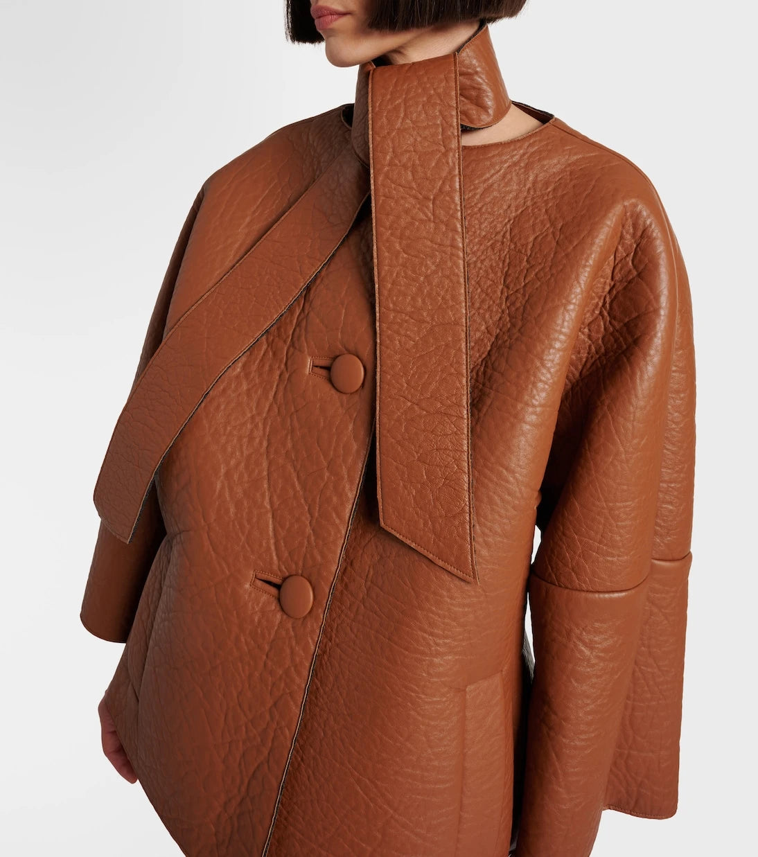 Prada - Scarf-detail leather jacket
