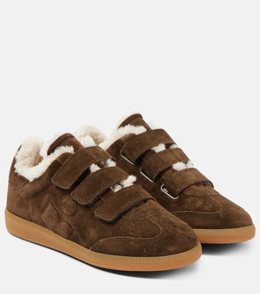 Isabel Marant - Beth shearling-trimmed suede sneakers