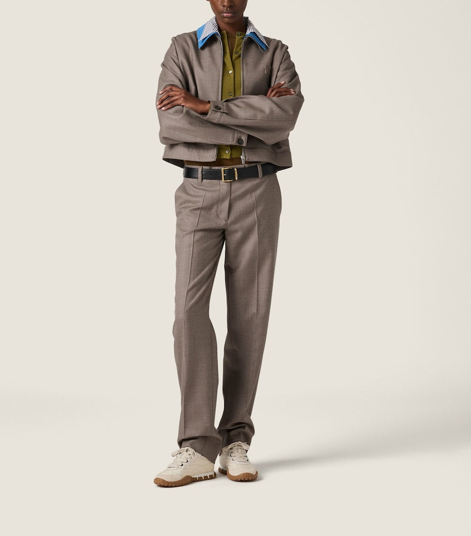 Green Cashmere Detachable-Collar Cardigan