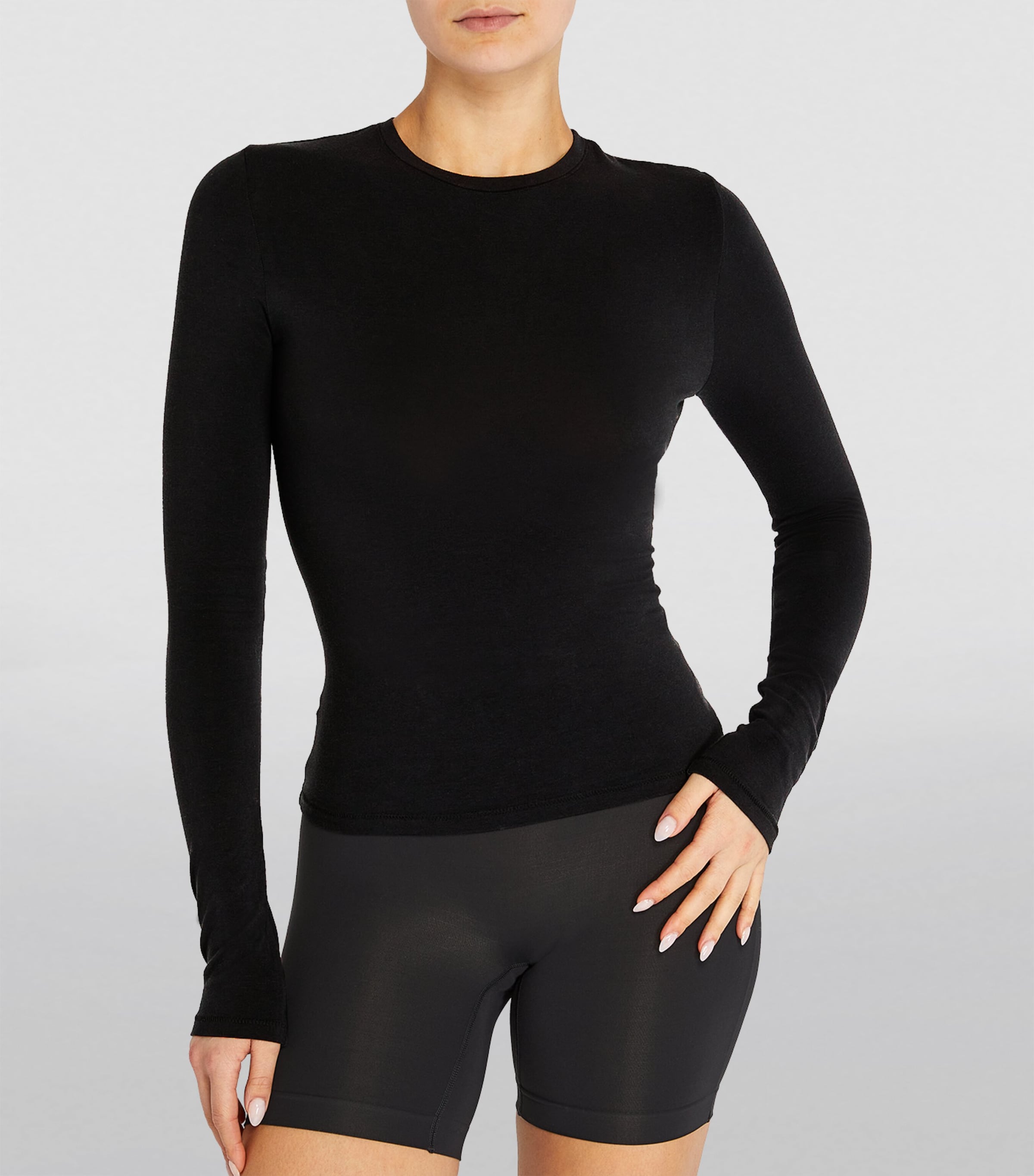 Skims Black Cotton Jersey Long-Sleeved T-Shirt