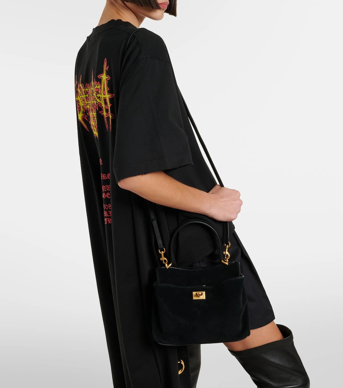 Balenciaga - حقيبة روديو ميني بقبضة علوية من جلد السويد