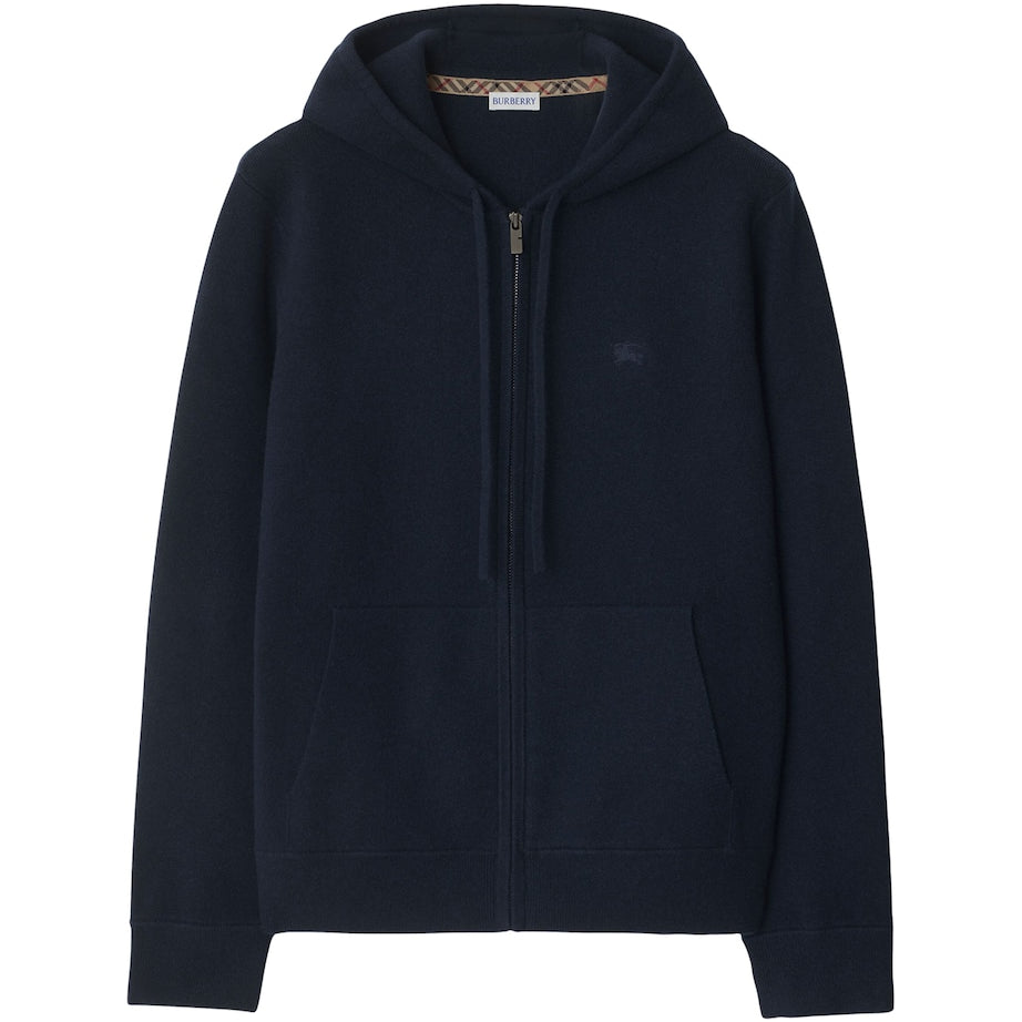 Navy Cashmere-Blend Zip-Up Slim Hoodie