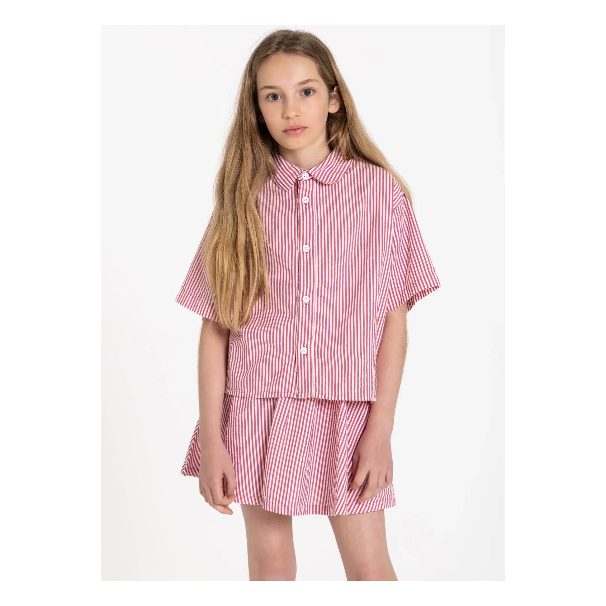 Smallable Kid - Melody Striped Skirt | Cherry red