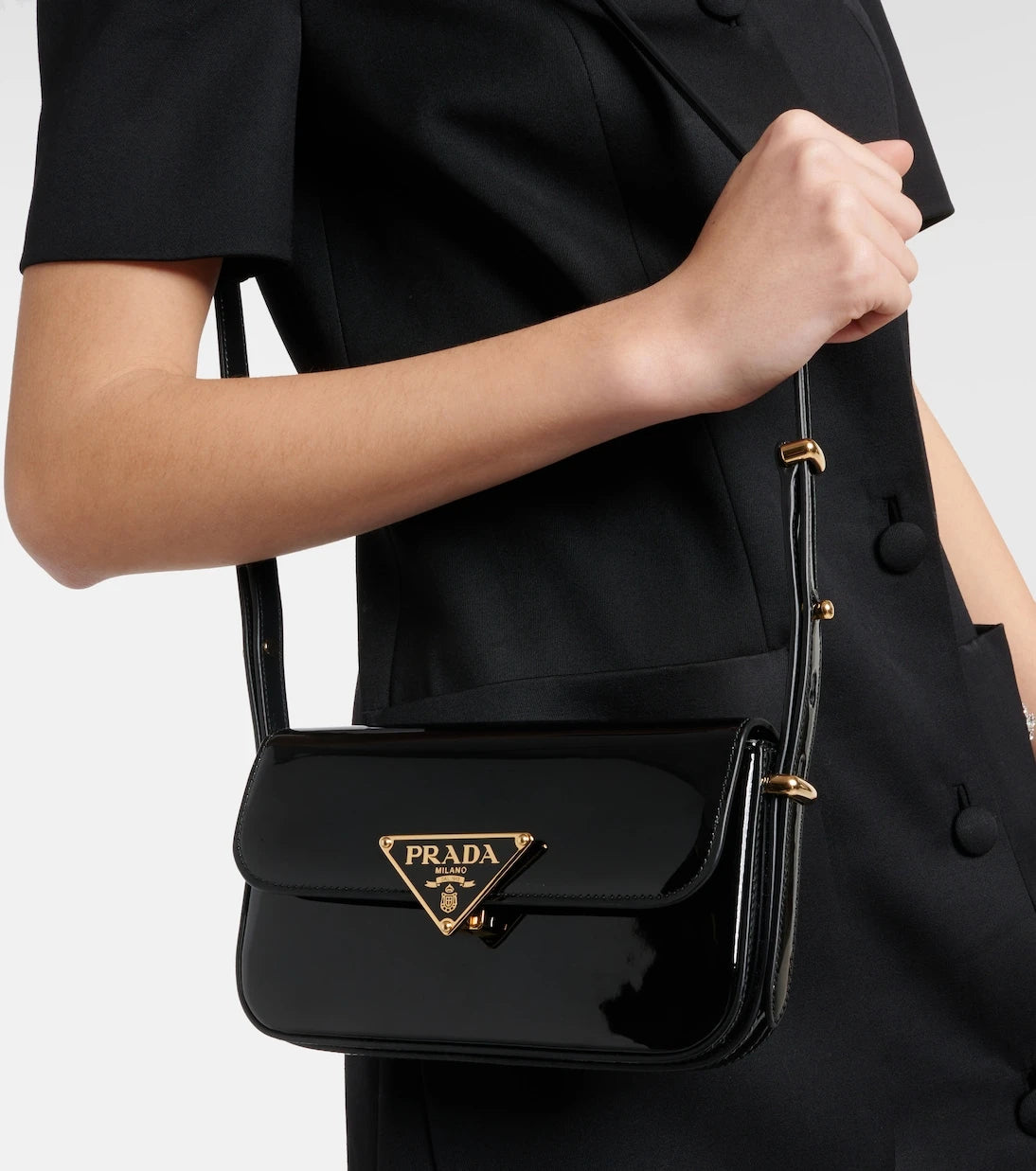 Prada - Logo patent leather shoulder bag