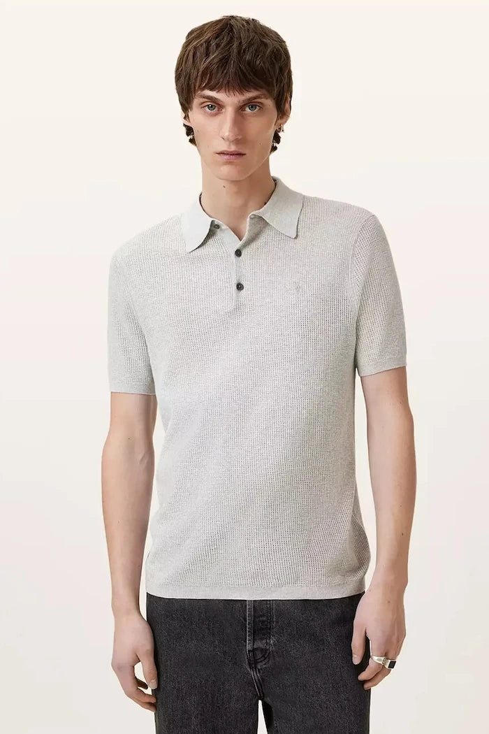 Памучна тениска с яка AllSaints AUBREY SS