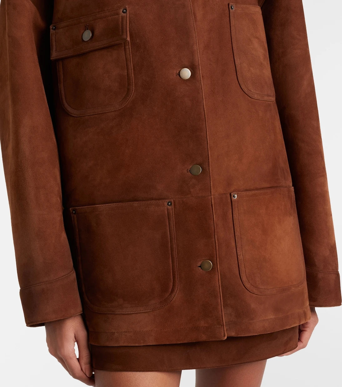 Prada - Leather-trimmed suede field jacket