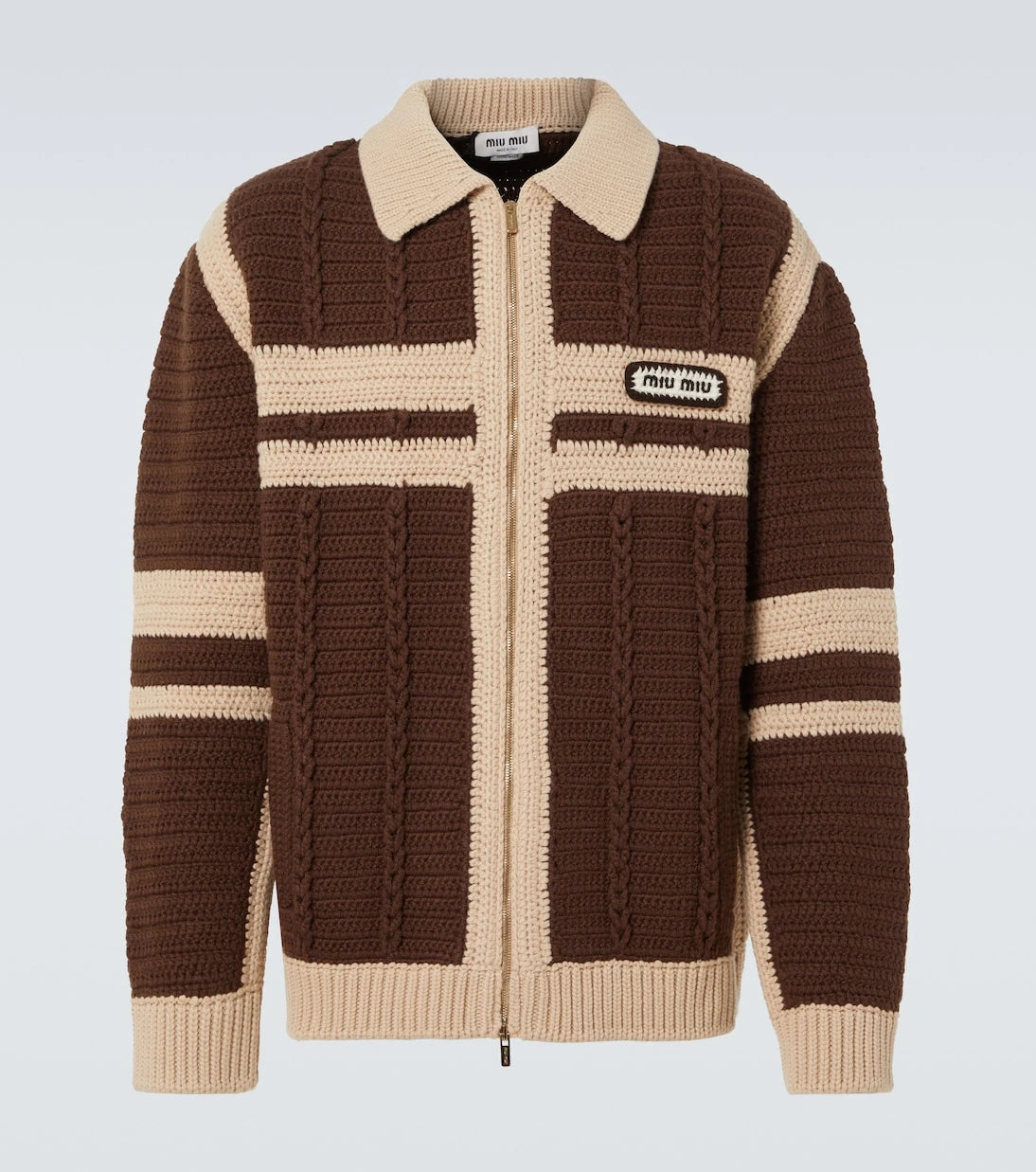 Miu Miu - Cable-knit cashmere zip-up sweater
