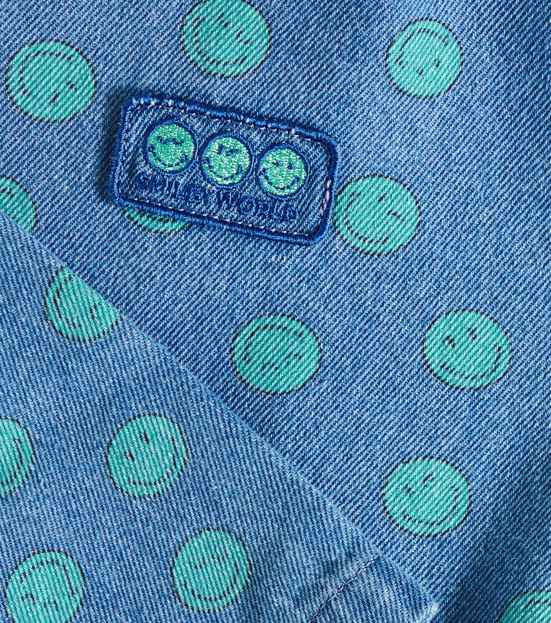 The New Society - Smiley printed denim bomber jacket