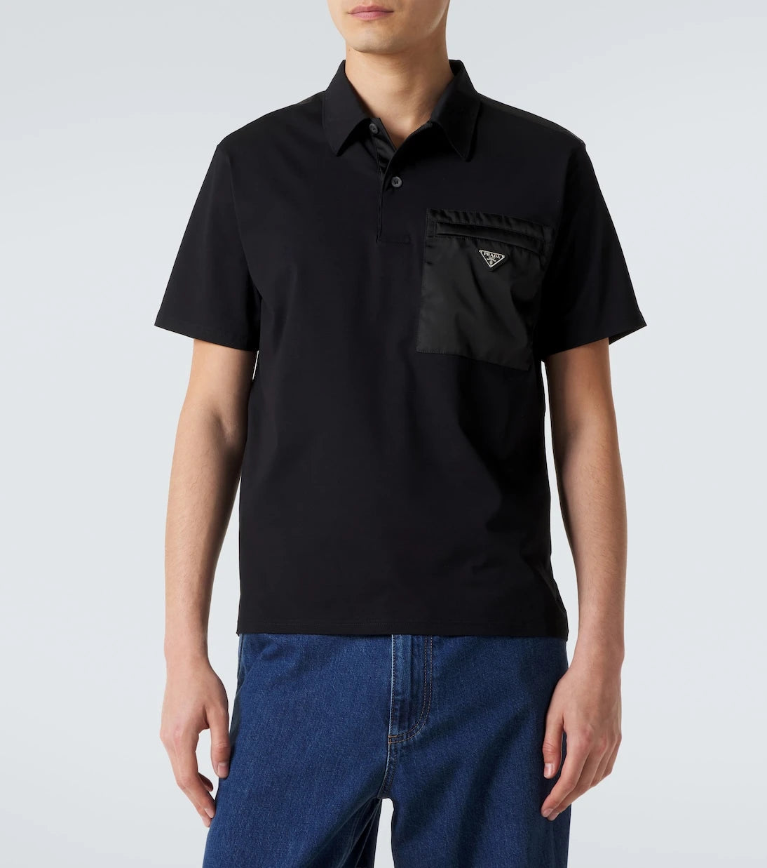 Prada - Re-Nylon-trimmed cotton-blend polo shirt