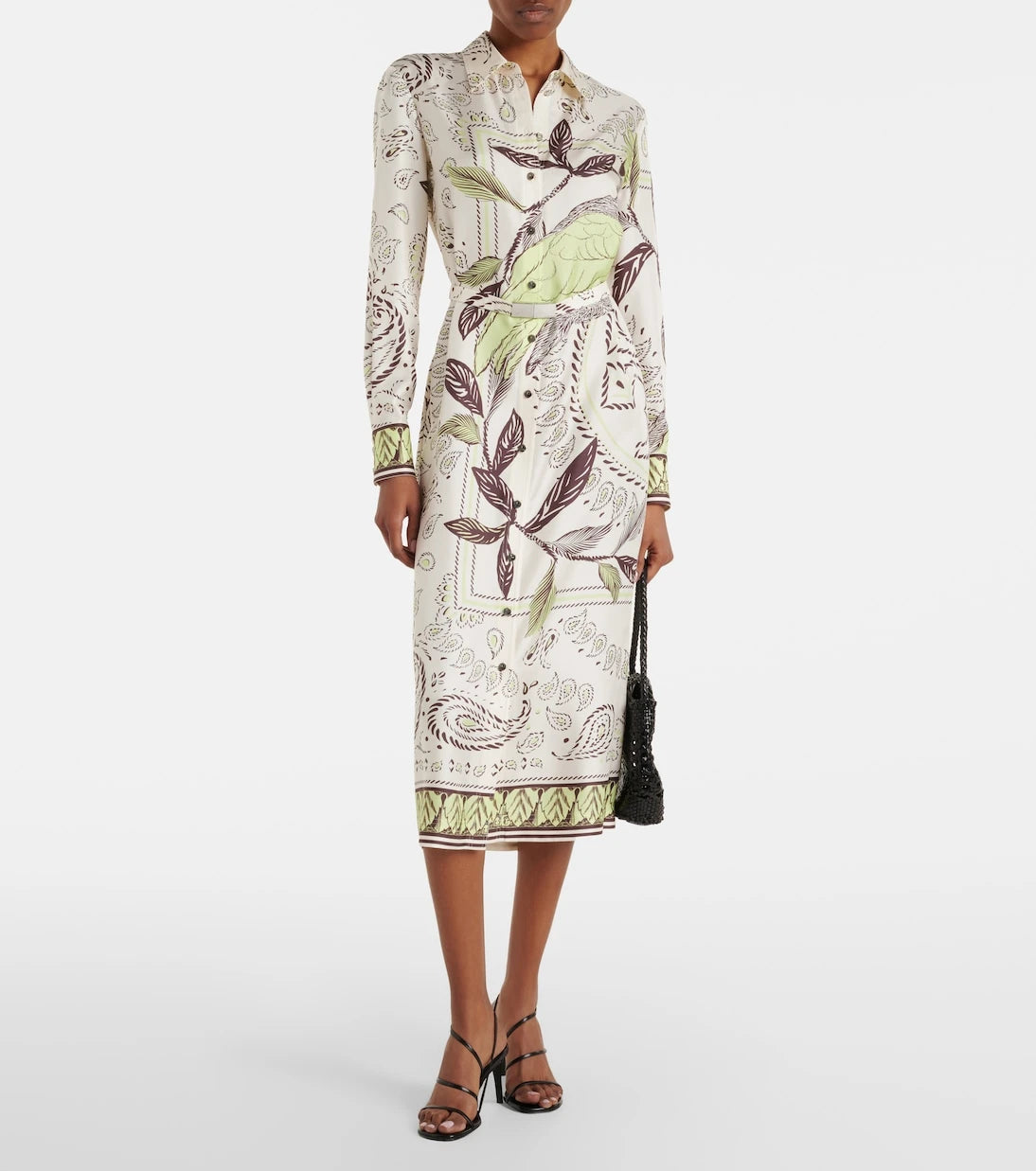 Tory Burch - Belted printed silk midi dress