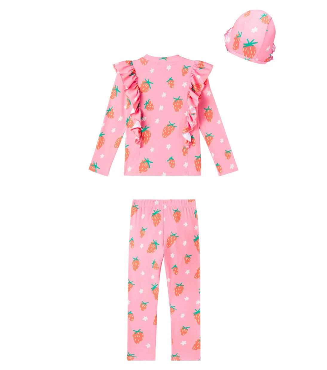 Jellymallow - Strawberry ruffled swimsuit and cap set