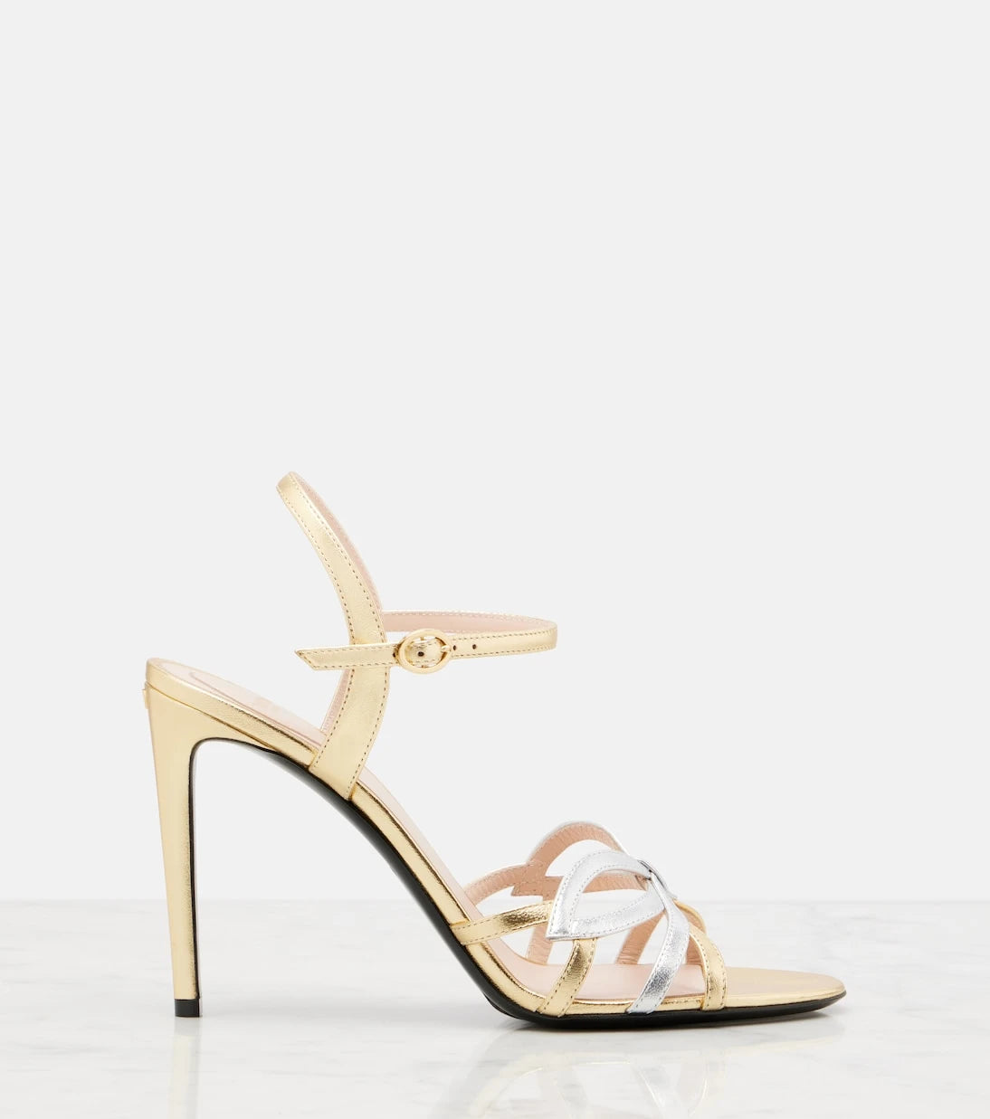 Valentino Garavani - Bow metallic leather sandals