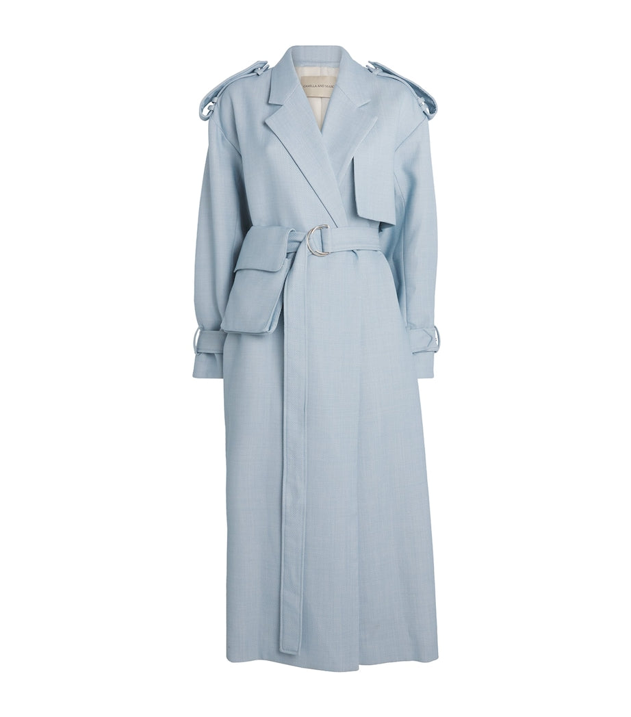 CAMILLA AND MARC Blue Wool-Blend Gehry Trench Coat