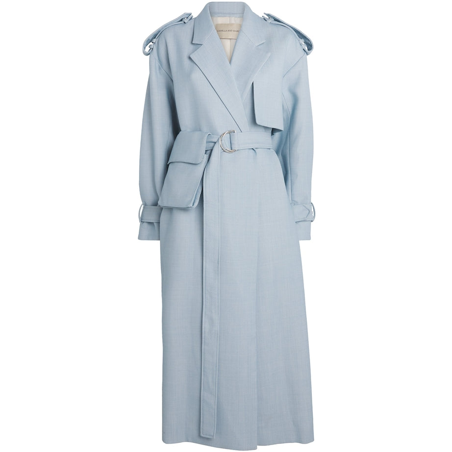 CAMILLA AND MARC Blue Wool-Blend Gehry Trench Coat
