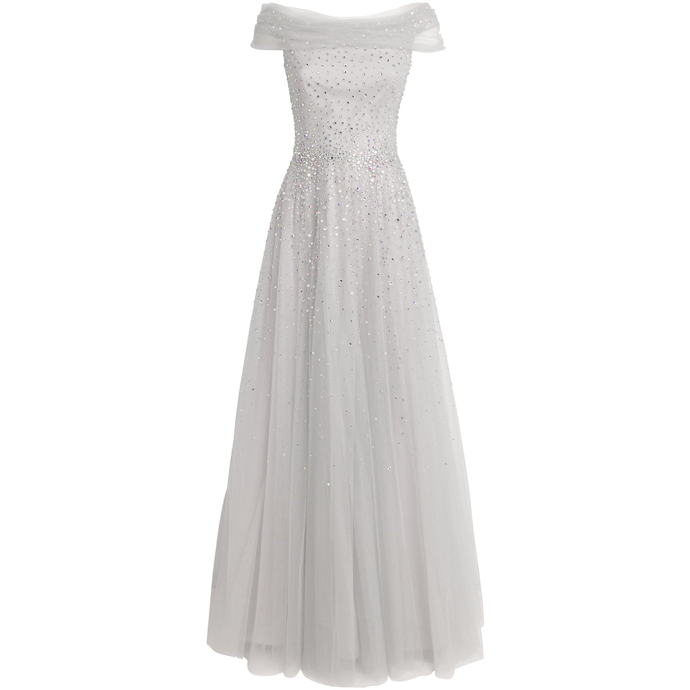Jenny Packham Grey Tulle Crystal Shayla Gown