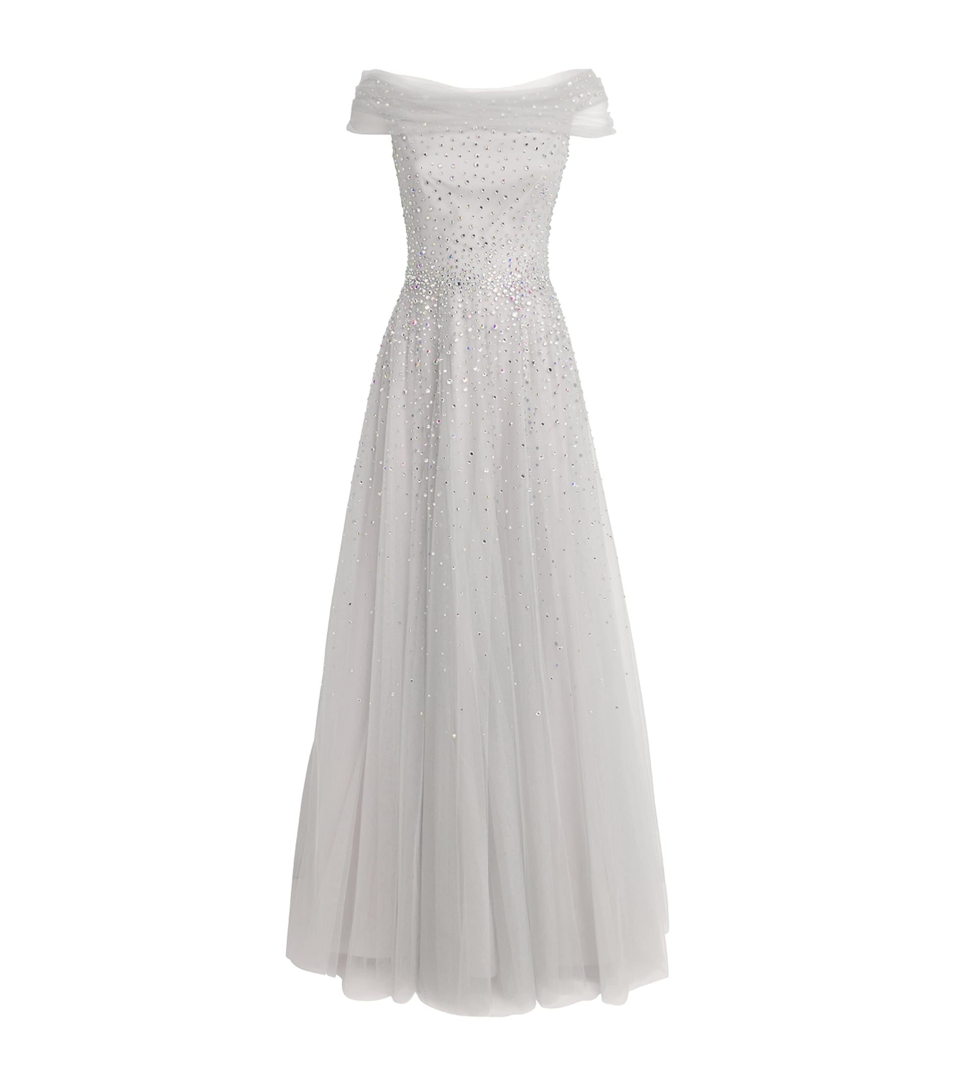 Jenny Packham Grey Tulle Crystal Shayla Gown
