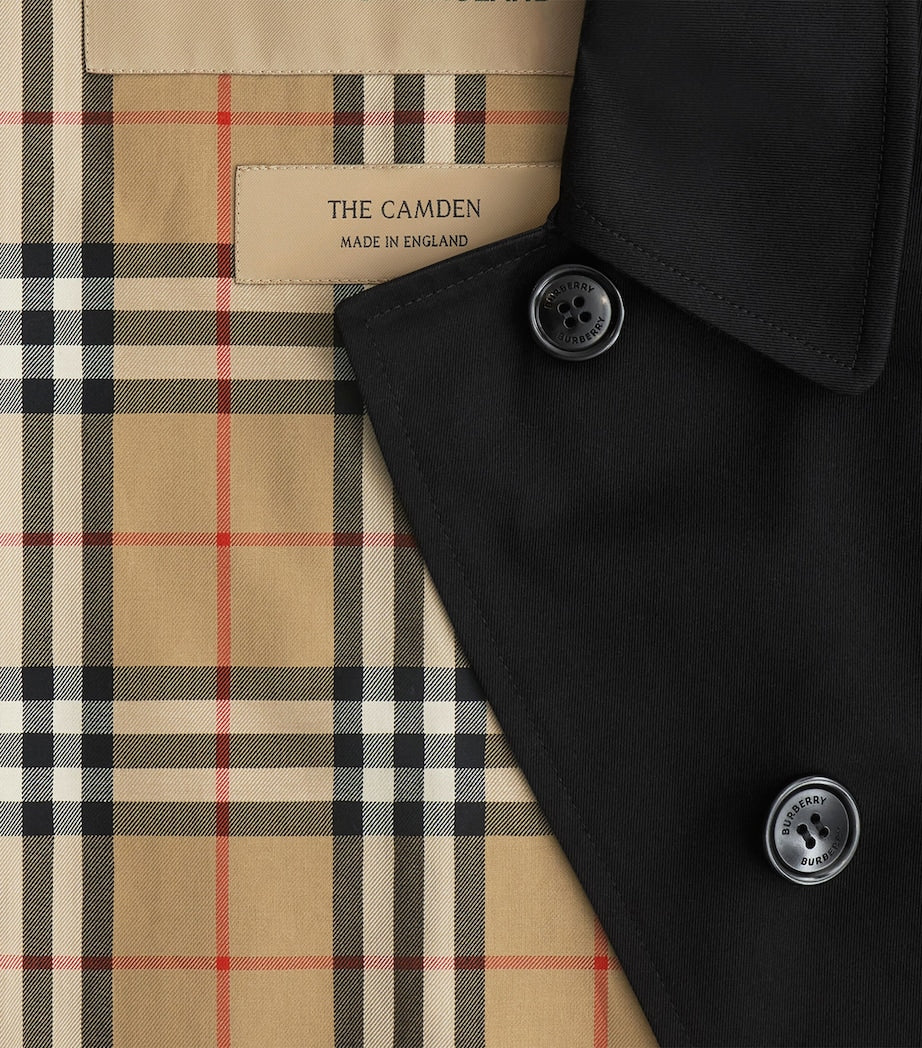 Burberry Black Gabardine Mid-Length Camden Heritage Car Coat