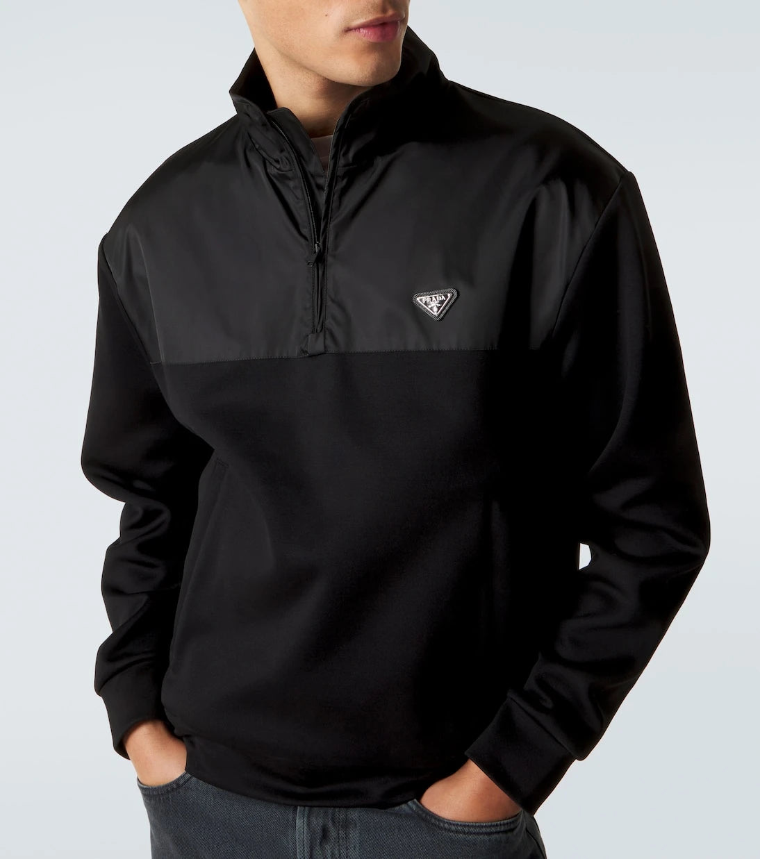 Prada - Cotton-blend fleece half-zip sweatshirt