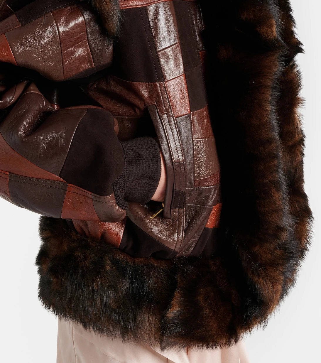 Chloé - Shearling-trimmed leather bomber jacket