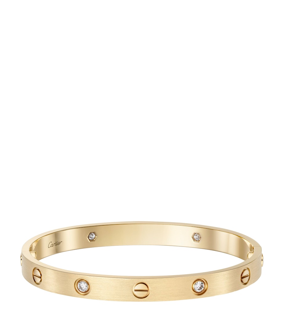 Cartier Yellow Gold and Diamond Brushed Love Bangle