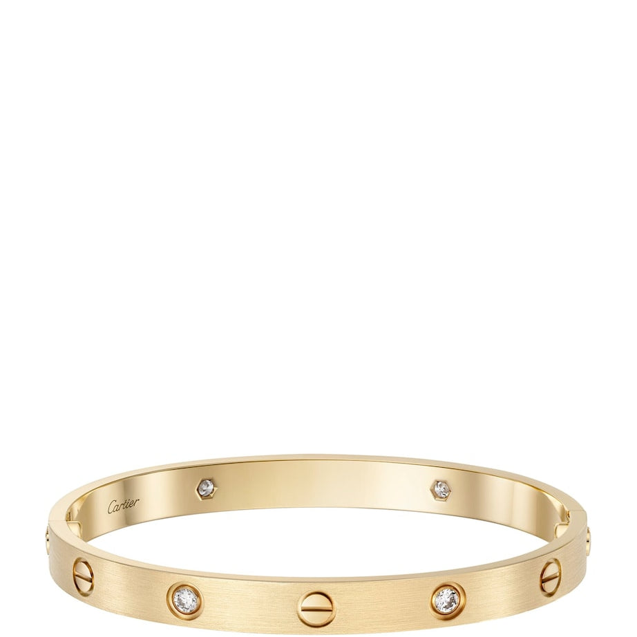 Cartier Yellow Gold and Diamond Brushed Love Bangle