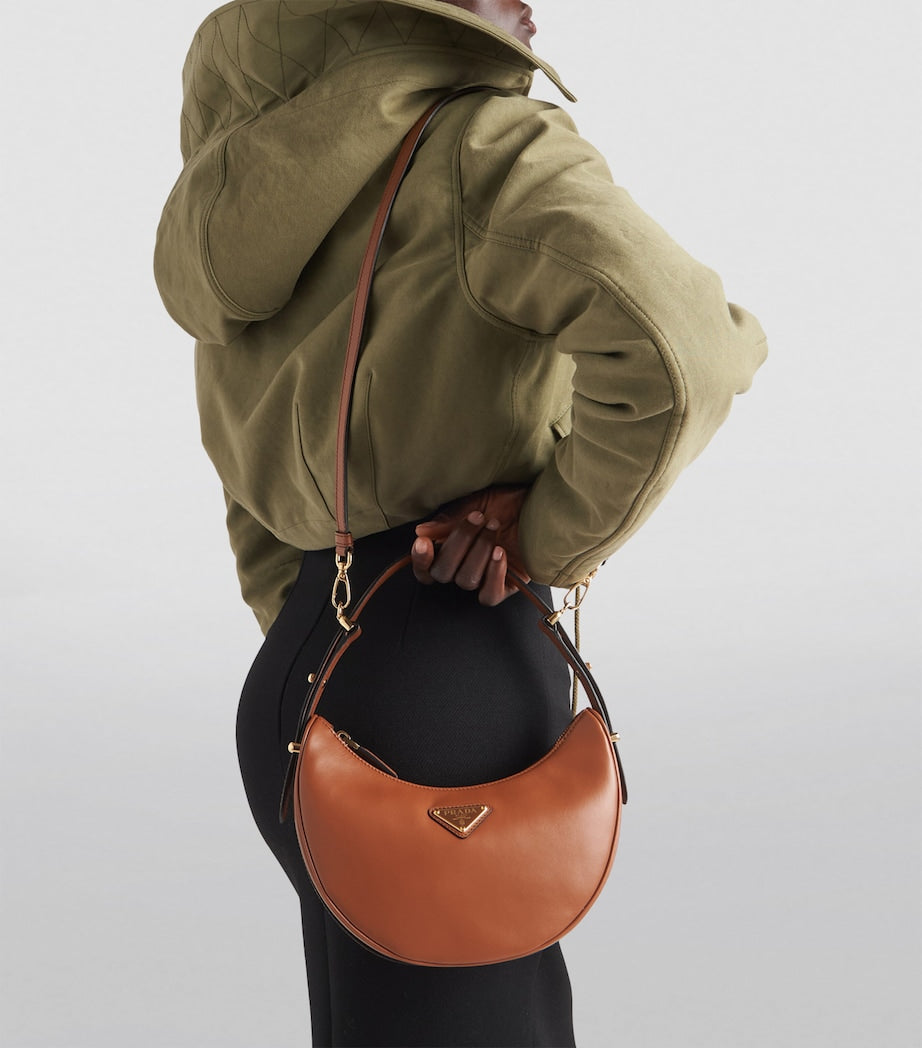 Prada Brown Leather Arqué Shoulder Bag