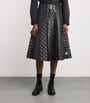 Black Microfiber Quilted Midi Skirt