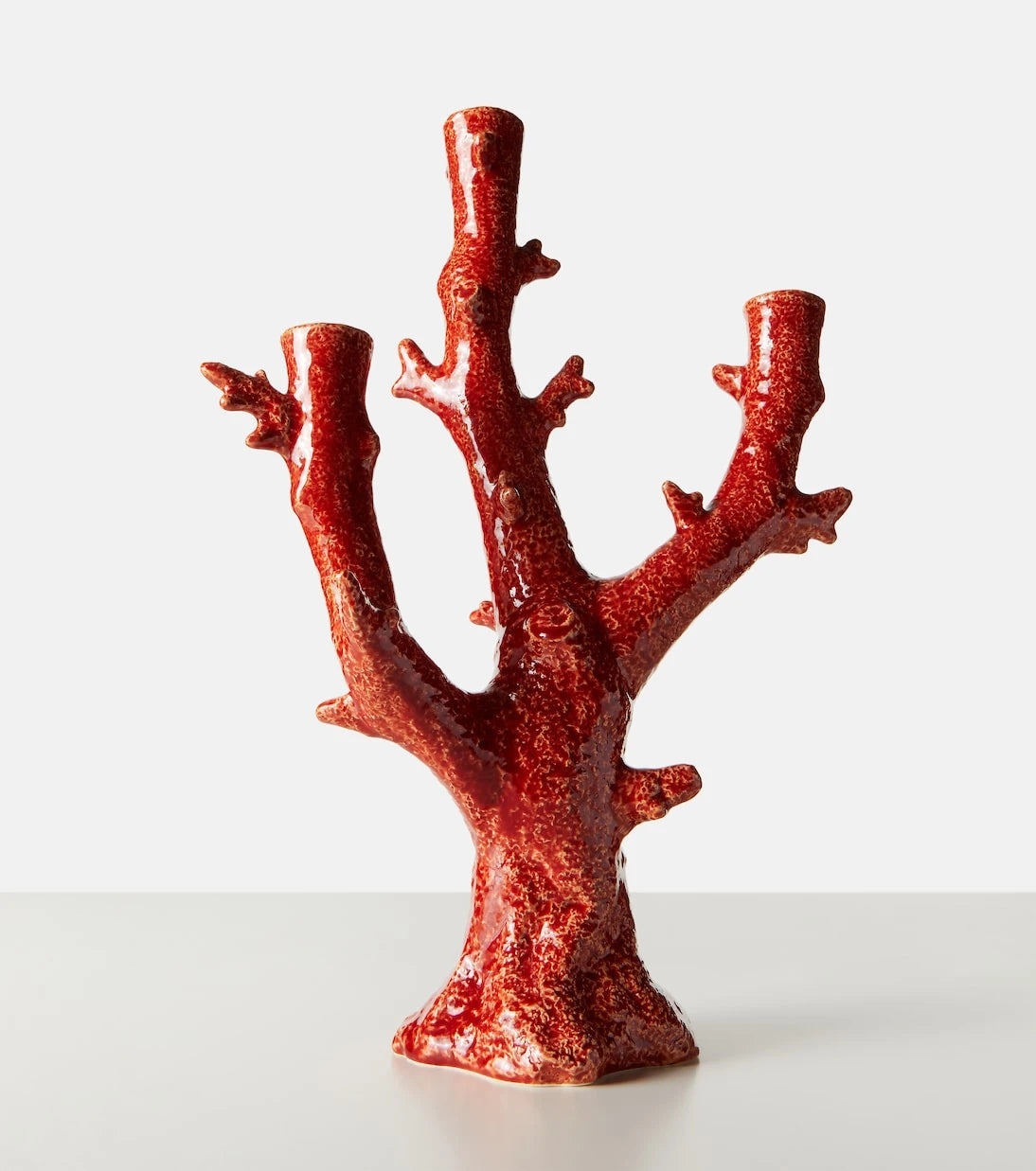 Bordallo Pinheiro - Coral earthenware candle holder