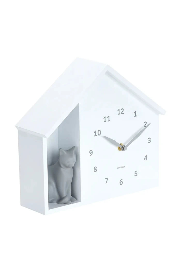 Стенен часовник със звук Karlsson Siting Cat 26 x 29 cm