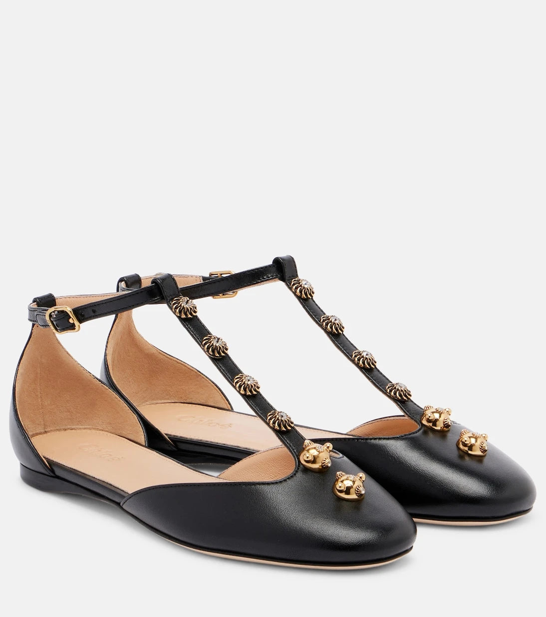 Chloé - Celeste embellished leather flats