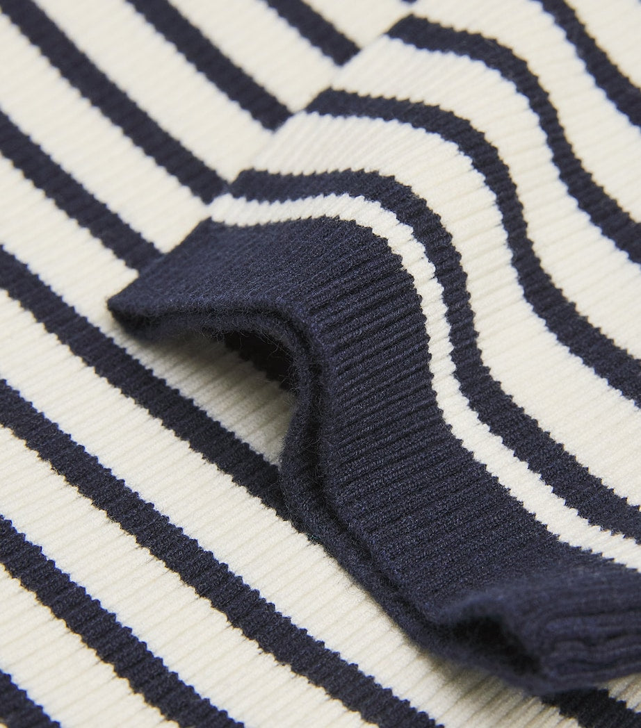 Maje Blue Striped Off-The-Shoulder Top