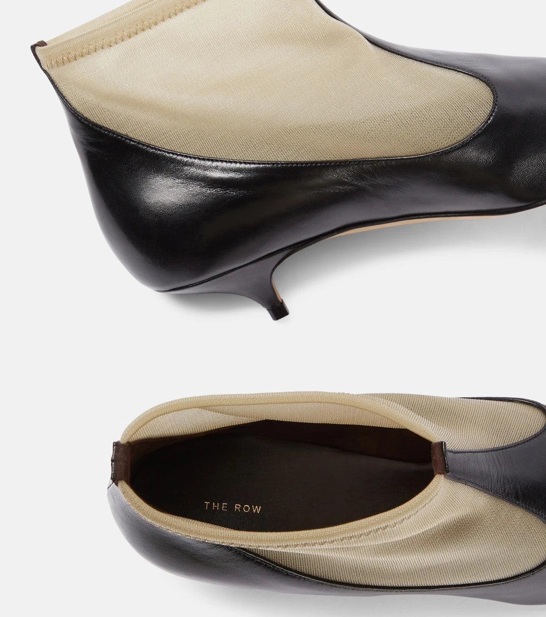 The Row - Mesh leather-trimmed ankle boots