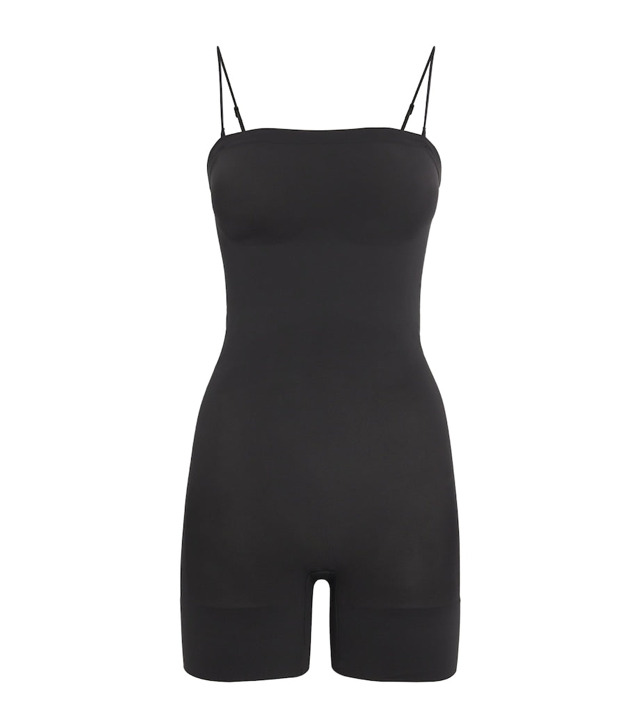 Skims Black Seamless Sculpt Strapless Shorts Bodysuit