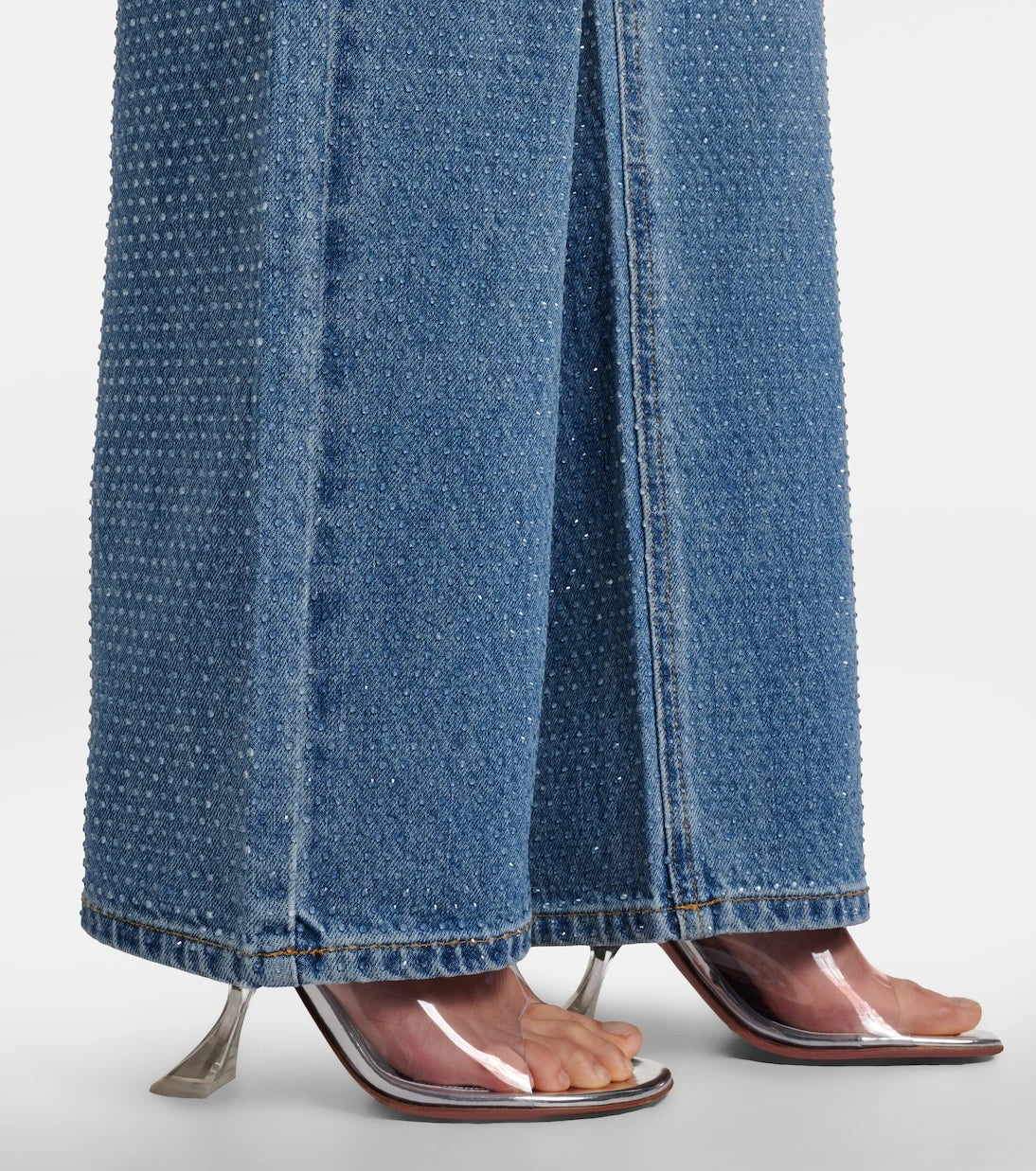 Self-Portrait - Embellished high-rise straight jeans